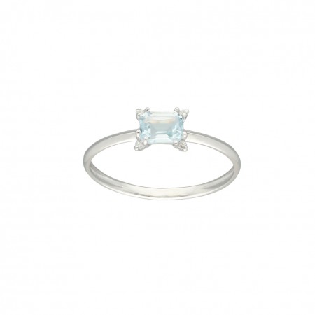 ANILLO EN ORO CON AGUAMARINA Y DIAMANTES