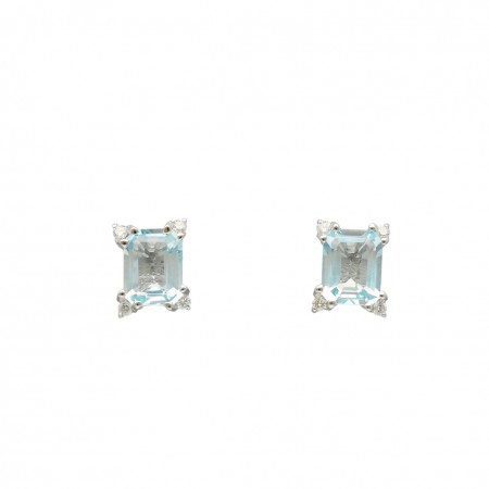 PENDIENTES EN ORO CON AGUAMARINA Y DIAMANTES