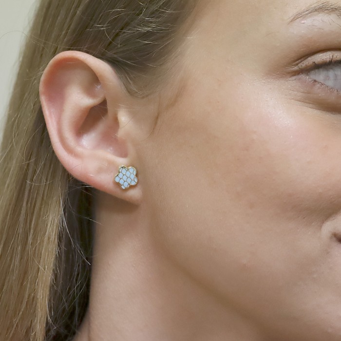 PENDIENTES EN ORO FLORES AZULES 2