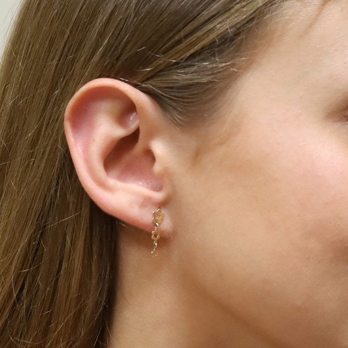 PENDIENTES EN ORO LARGOS CON FLORES