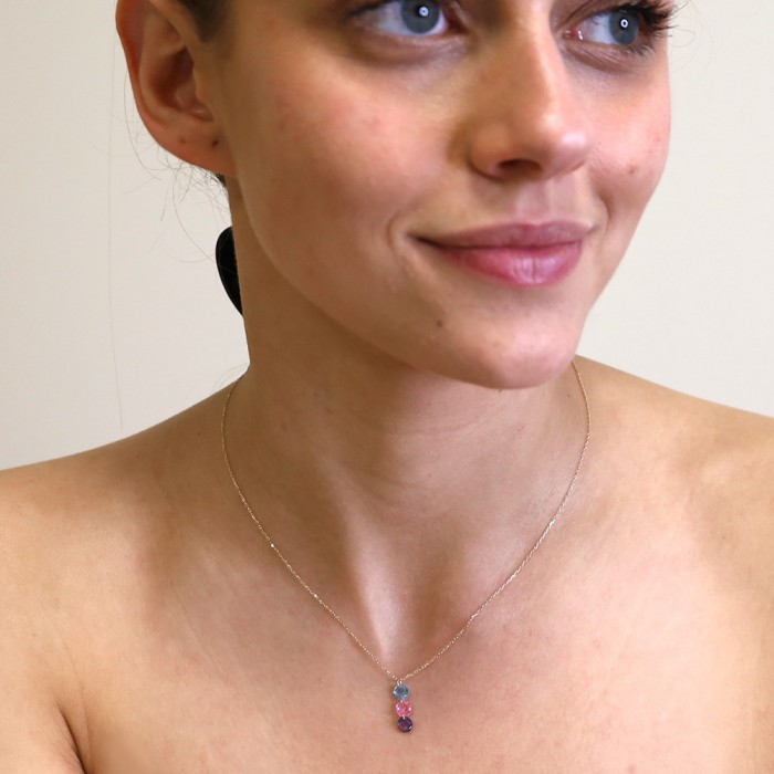 GARGANTILLA EN ORO CIRCONITAS MULTICOLOR