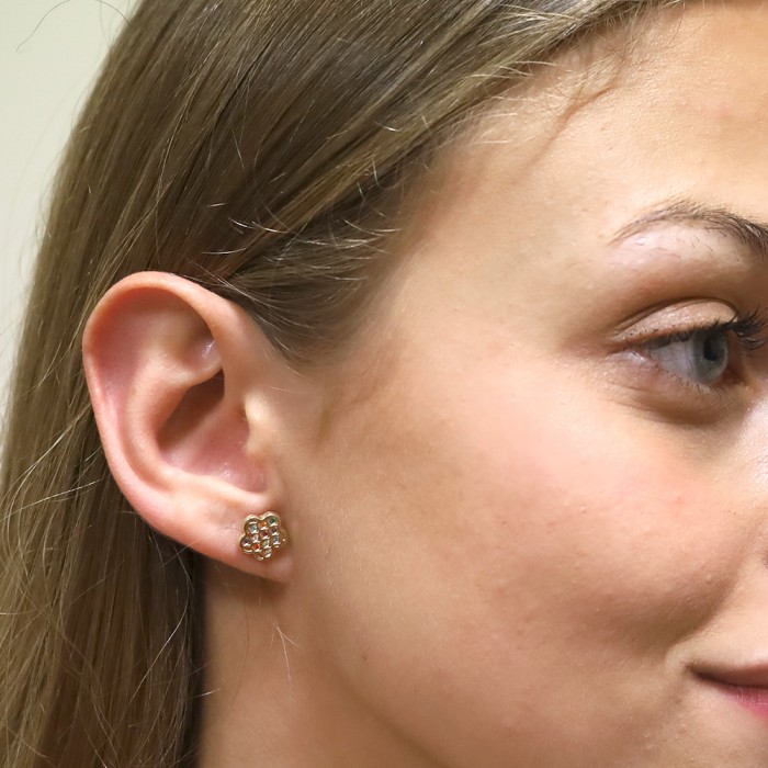 PENDIENTES EN ORO FLORES MULTICOLOR