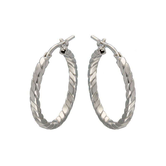 PENDIENTES EN ARO PLATA DIAGONAL