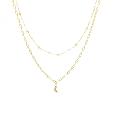 GARGANTILLA PLATA DORADA DOBLE CADENA LUNA GARGANTILLA PLATA DORADA DOBLE CADENA LUNA