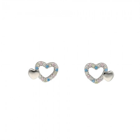 PENDIENTES PLATA CORAZONES CON CIRCONITAS