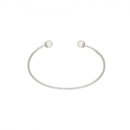 PULSERA PLATA RÍGIDA PERLAS