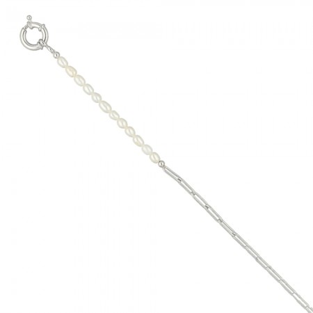 PULSERA PLATA PERLAS Y MALLA