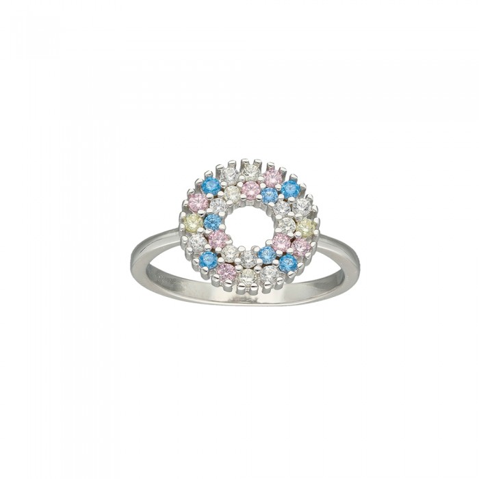 ANILLO PLATA CIRCULO CIRCONITAS COLORES