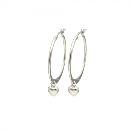 PENDIENTES PLATA AROS COLGANTE CORAZÓN