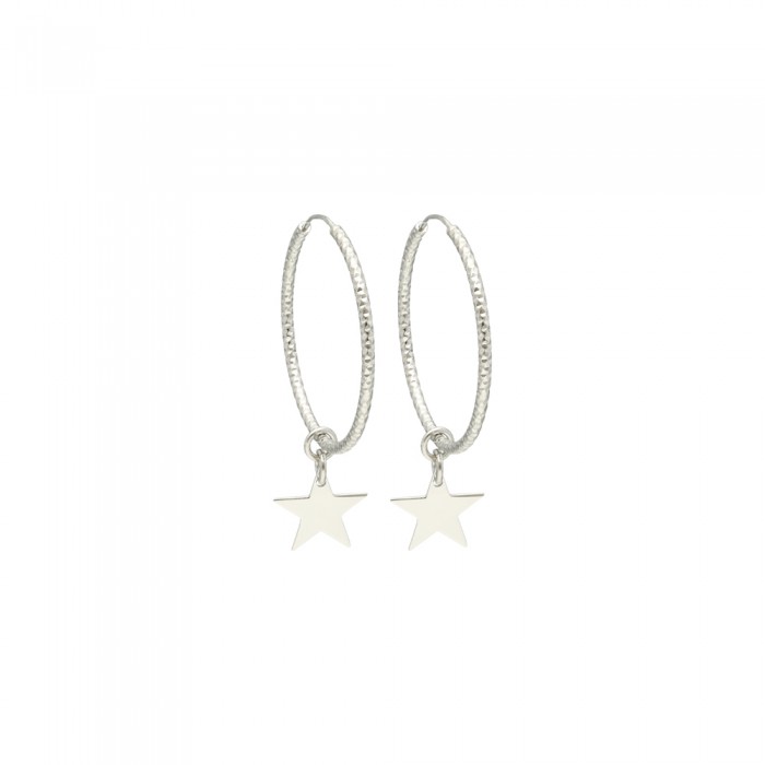 PENDIENTES PLATA ARO TEXTURA Y COLGANTE ESTRELLA
