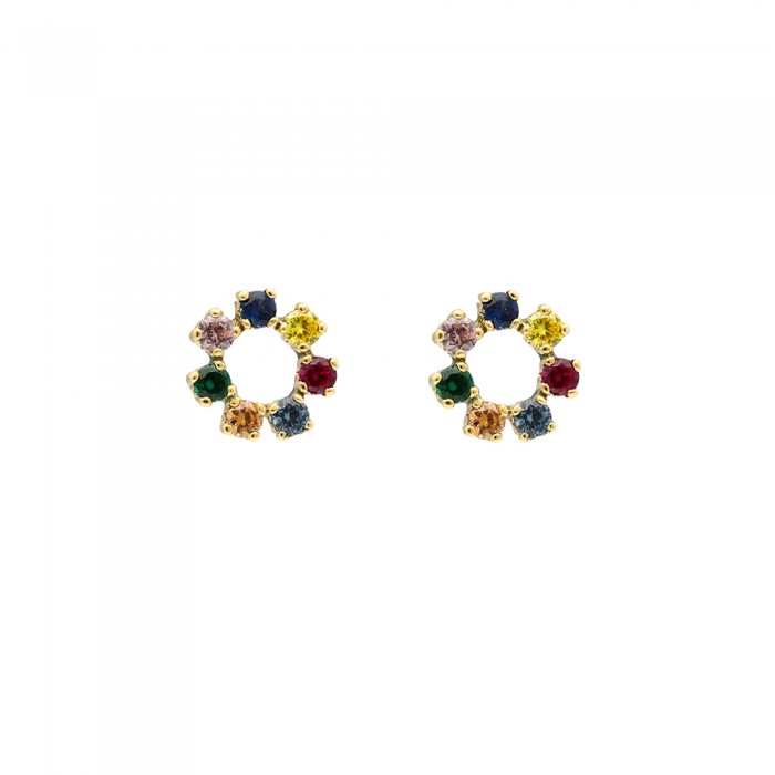 PENDIENTES EN ORO CON CIRCONITAS EN COLOR