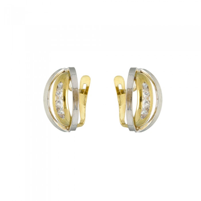 PENDIENTES EN ORO BICOLOR CIRCONITAS
