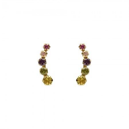PENDIENTES ORO ESCALADORES CIRCONITAS COLORES