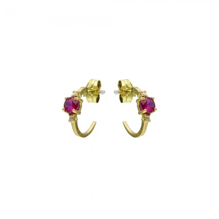 PENDIENTES ORO MEDIO ARO RUBÍ