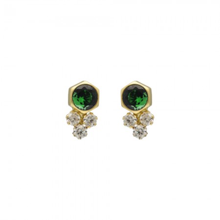 PENDIENTES ORO CON CIRCONITAS CON CENTRO VERDE
