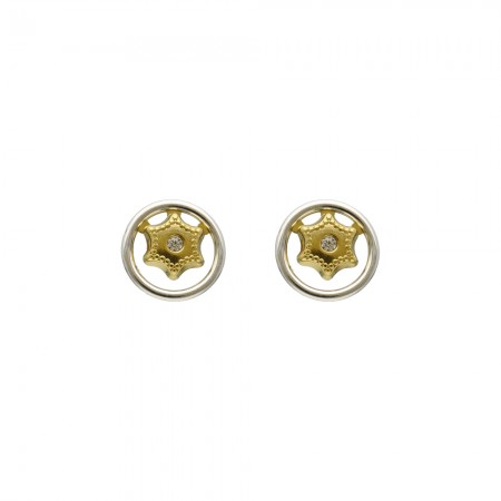 PENDIENTES ORO REDONDOS ESTRELLA 6 PUNTAS