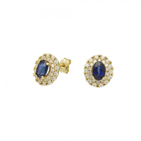 PENDIENTES ORO ROSETA ZAFIRO