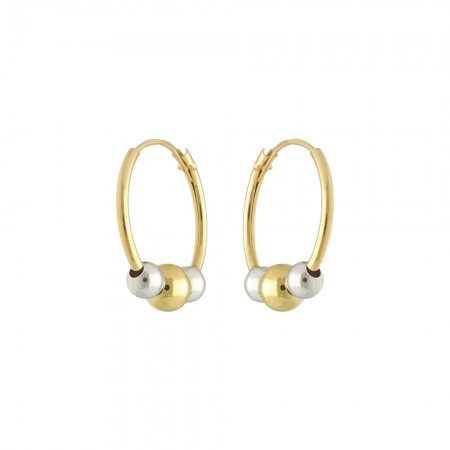 PENDIENTES ORO ARO ESFERAS BICOLOR