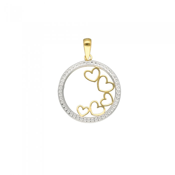 COLGANTE ORO BICOLOR CORAZCONES EN CÍRCULO