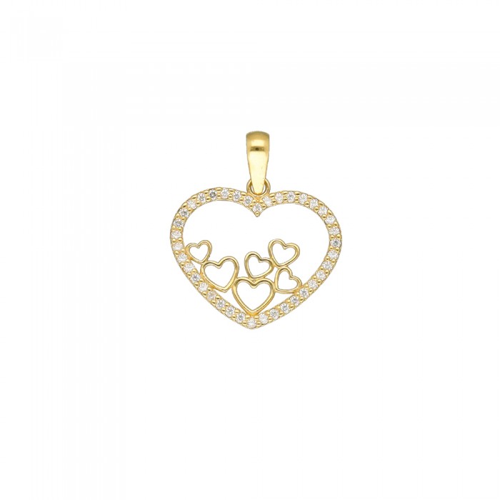 COLGANTE ORO CORAZÓN Y CORAZONES INTERIORES