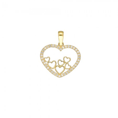 COLGANTE ORO CORAZÓN Y CORAZONES INTERIORES