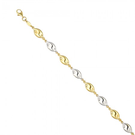 PULSERA ORO BICOLOR CADENA ÓVALOS