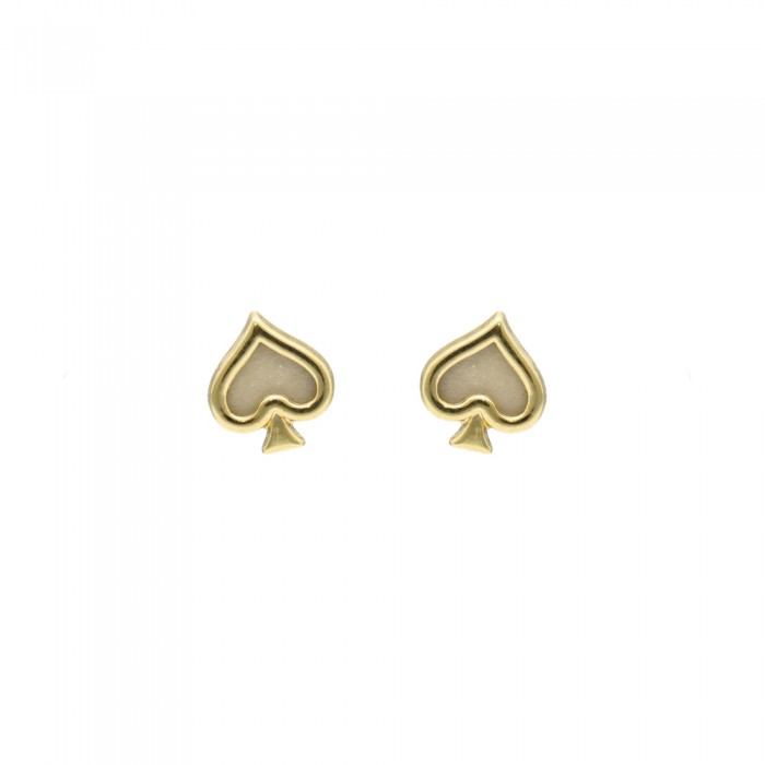 PENDIENTES INFANTILES ORO FORMA CORAZÓN Y NÁCAR