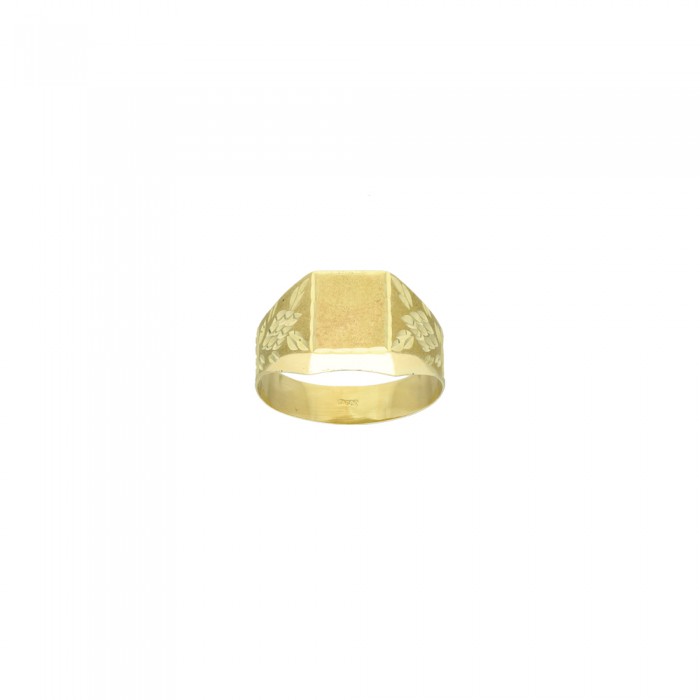 ANILLO TIPO SELLO ORO INFANTIL CON GRABADOS FLORALES