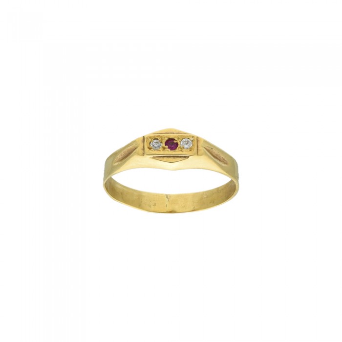 ANILLO BEBE ORO TRES CIRCONITAS CENTRALES