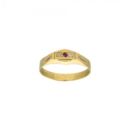 ANILLO BEBE ORO TRES CIRCONITAS CENTRALES