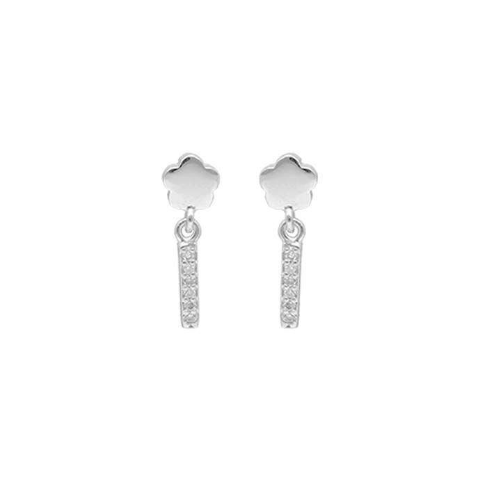 PENDIENTES ORO BLANCO Y DIAMANTES FLOR