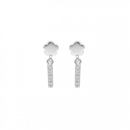 PENDIENTES ORO BLANCO Y DIAMANTES FLOR