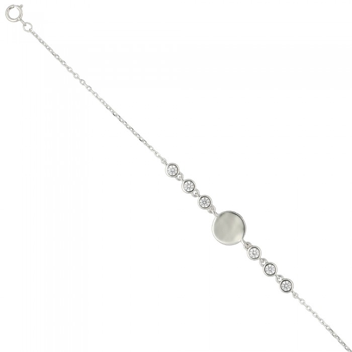 PULSERA EN PLATA CON CÍRCULOS Y CIRCONITAS.