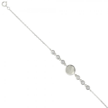 PULSERA EN PLATA CON CÍRCULOS Y CIRCONITAS.