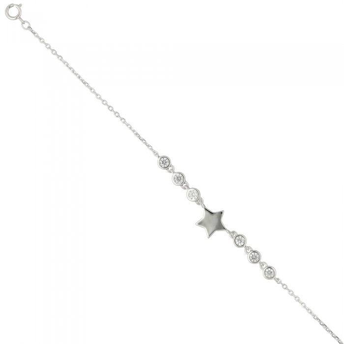 PULSERA EN PLATA ESTRELLA Y CIRCONITAS.