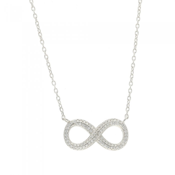GARGANTILLA EN PLATA INFINITO GRANDE CON CIRCONITAS.