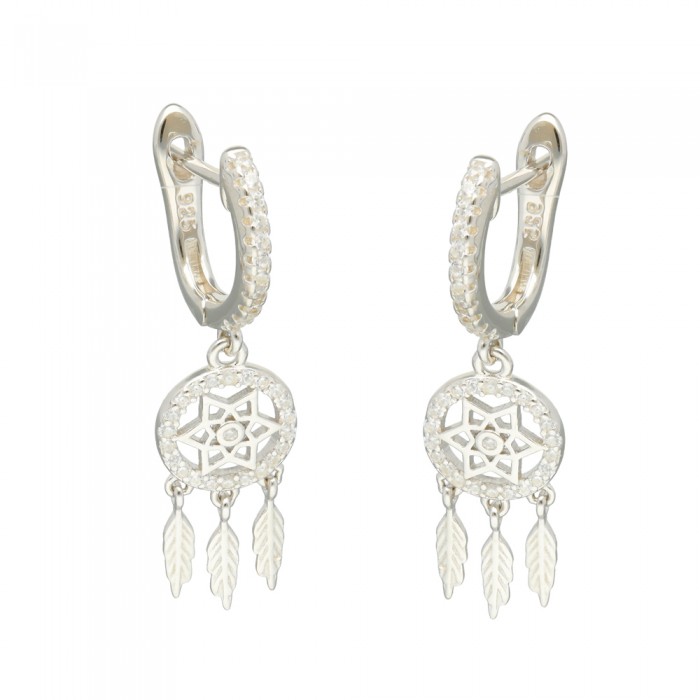PENDIENTES EN PLATA ATRAPSUEÑOS CON CIRCONITAS.