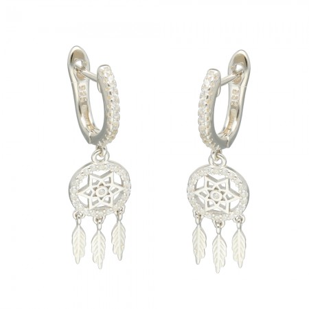 PENDIENTES EN PLATA ATRAPSUEÑOS CON CIRCONITAS.