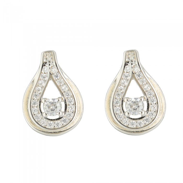 PENDIENTES EN PLATA GOTA CON CIRCONITAS.