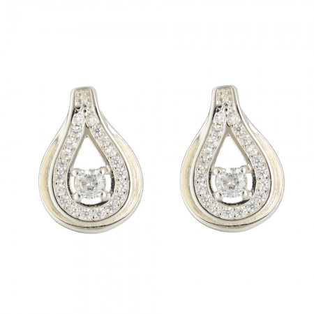 PENDIENTES EN PLATA GOTA CON CIRCONITAS.