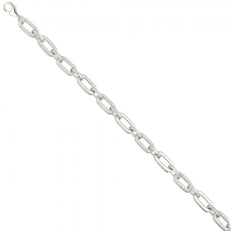 PULSERA PLATA OVAL CON CIRCONITAS.