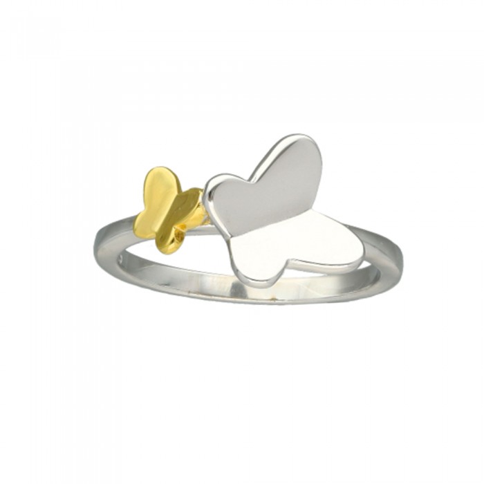 ANILLO EN PLATA MARIPOSAS BICOLOR.