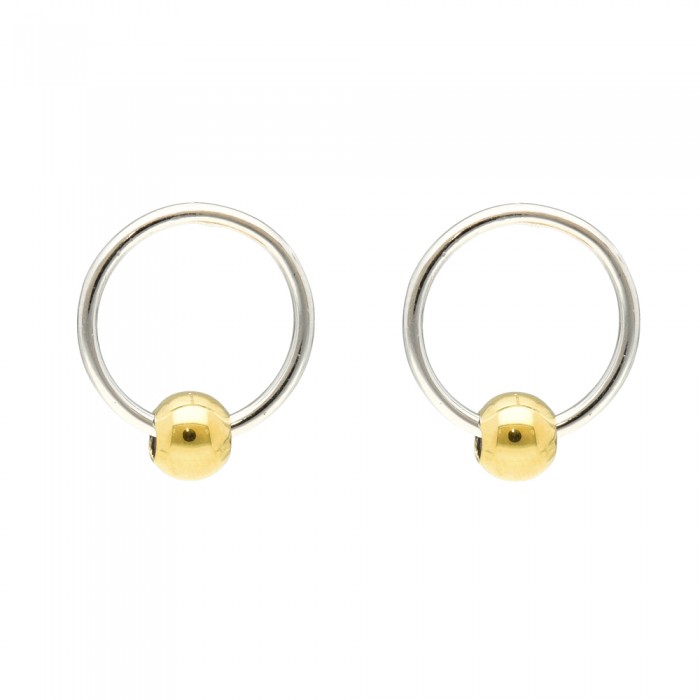 PENDIENTES EN PLATA BICOLOR REDONDOS.