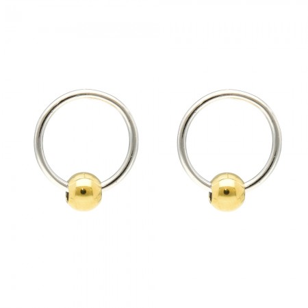 PENDIENTES EN PLATA BICOLOR REDONDOS.