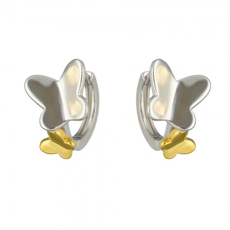 PENDIENTES EN PLATA BICOLOR MARIPOSAS.