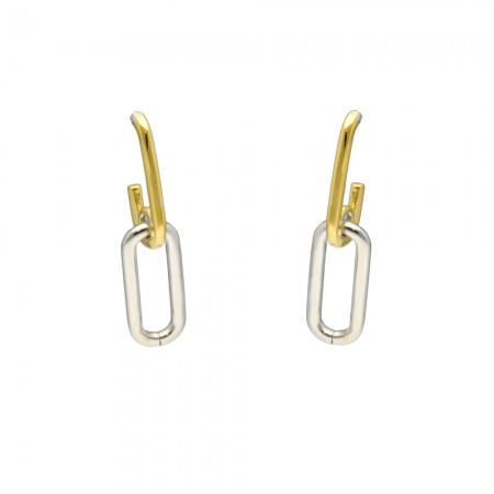 PENDIENTE EN PLATA RECTÁNGULOS BICOLOR.