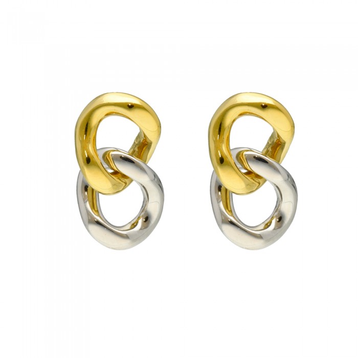 PENDIENTES EN PLATA BICOLOR FORMAS.