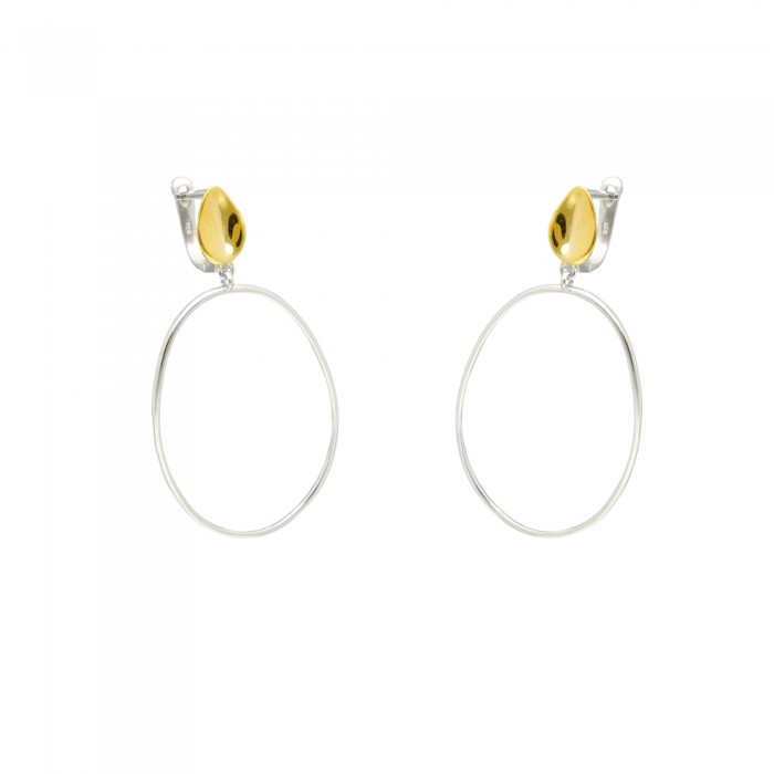PENDIENTES PLATA ARO GRANDE BICOLOR.