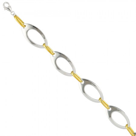 PULSERA EN PLATA BICOLOR ÓVALOS.