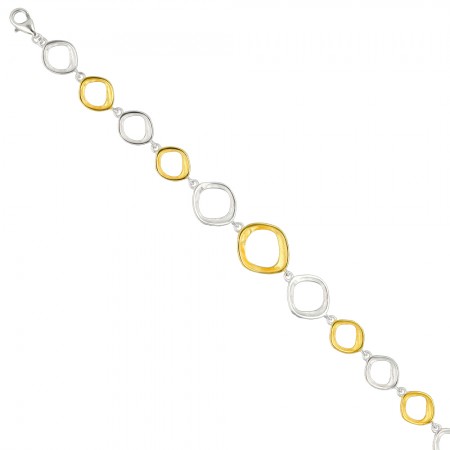 PUSERA EN PLATA BICOLOR CÍRCULOS IRREGULARES.